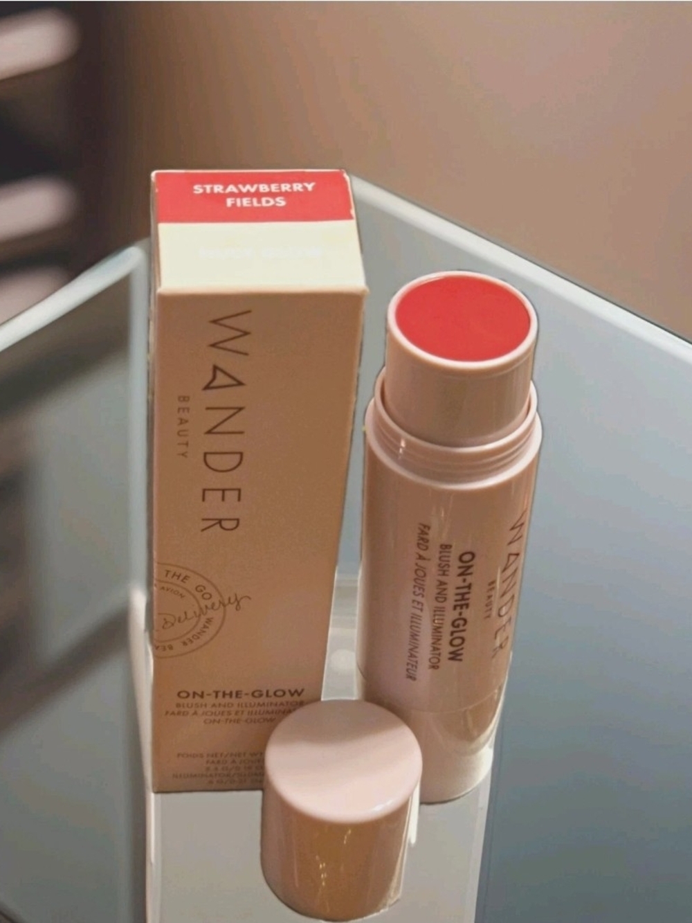 Wander Beauty On-the-Glow Blush & Illuminator Stick Strawberry Fields 0.21 fl oz